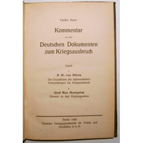 Auswärtiges Amt: Deutsche Dokumente zum Kriegsausbruch